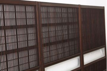 古民具・骨董　希少な巾の広い裏障子付き格子戸4枚セット(引き戸)