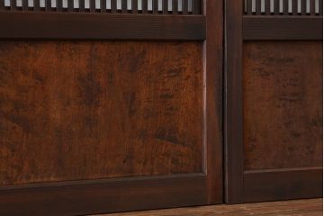 古民具・骨董　希少な巾の広い裏障子付き格子戸4枚セット(引き戸)