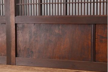 古民具・骨董　希少な巾の広い裏障子付き格子戸4枚セット(引き戸)