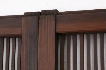 古民具・骨董　腰板欅のモールガラス入り格子戸4枚セット