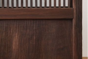 古民具・骨董　古い木の銀モールガラス格子戸4枚セット(裏障子付き引き戸)