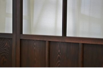 古民具　骨董　古い木のガラス引き戸4枚セット(アンティーク、扉)
