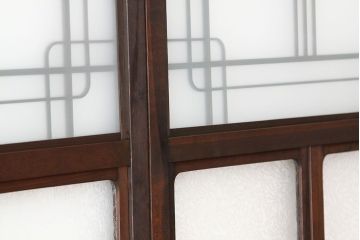 古民具・骨董　希少!素敵なデザインの結霜ガラス戸4枚セット(引き戸・アンティーク)