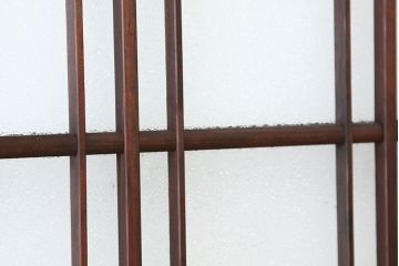 アンティーク　古い木のモールとダイヤガラス入り引き戸4枚セット(ガラス戸)