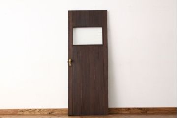 アンティーク　古い木のモールガラス入りドア1枚(扉・建具)