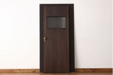 アンティーク　古い木のモールガラス入りドア1枚(扉・建具)
