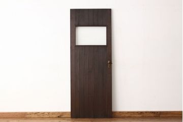 アンティーク　古い木のモールガラス入りドア1枚(扉・建具)