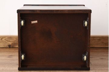 中古　北海道民芸家具　スツール(収納付き・キャスター)