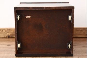 中古　北海道民芸家具　スツール(収納付き・キャスター)