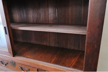 アンティーク家具　極上!迫力のある二段重ね収納箪笥(水屋箪笥、ガラスケース、食器棚、収納棚)