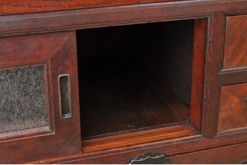 アンティーク家具　極上!迫力のある二段重ね収納箪笥(水屋箪笥、ガラスケース、食器棚、収納棚)