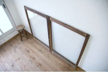 古い木のシンプルなガラス戸2枚セット6(窓)