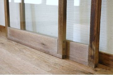 古い木のシンプルなガラス戸2枚セット6(窓)