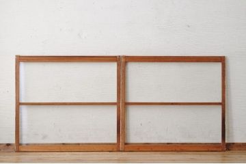 ペンキの剥げたレトロなモールガラス引き戸2枚セット
