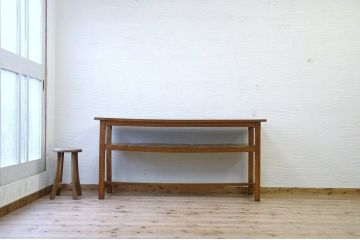 アンティーク家具　★極上!古いナラ材の横長作業台2