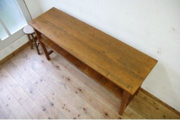 アンティーク家具　★極上!古いナラ材の横長作業台2