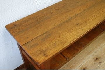 アンティーク家具　★極上!古いナラ材の横長作業台2