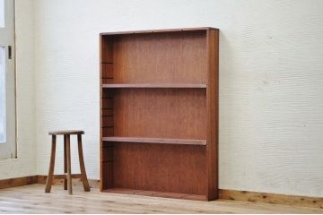 アンティーク家具　古い木の薄型飾り棚(DVDラック)5