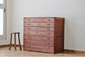 アンティーク家具　古い印刷工場の図面入れ引き出し4