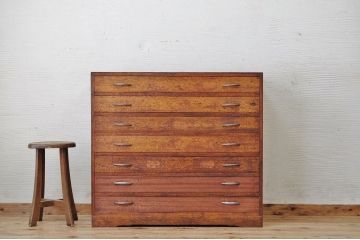 アンティーク家具　古い印刷工場の図面入れ引き出し4