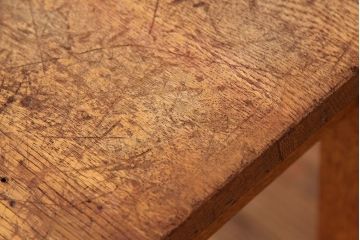 レトロ家具　昭和レトロ　古い学校の無垢材角スツール2脚セット(1)