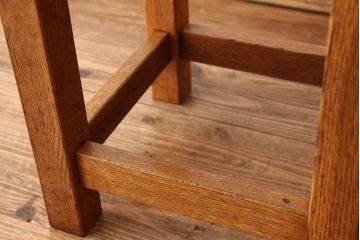 レトロ家具　昭和レトロ　古い学校の無垢材角スツール2脚セット(1)
