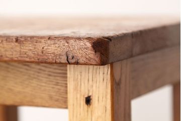 レトロ家具　昭和レトロ　古い学校の無垢材角スツール2脚セット(1)