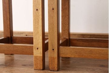 レトロ家具　昭和レトロ　古い学校の無垢材角スツール2脚セット(1)