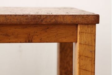 レトロ家具　昭和レトロ　古い学校の無垢材角スツール2脚セット(4)