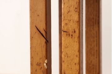 レトロ家具　昭和レトロ　古い学校の無垢材角スツール2脚セット(4)