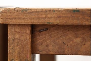 レトロ家具　昭和レトロ　古い学校の無垢材角スツール2脚セット?