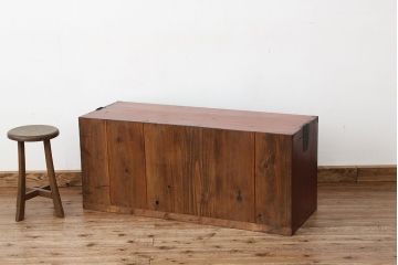 アンティーク家具　アンティーク　前欅アイアンスタンド付き2杯ローチェスト(鉄脚、引き出し、箪笥)
