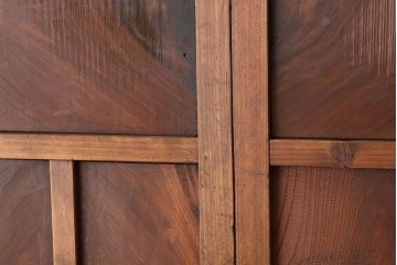アンティーク　鏡板が欅無垢材のスリムな観音開きドア(扉)