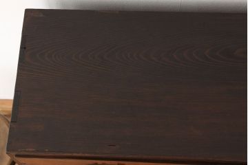 アンティーク家具　アンティーク　前面欅・栗材モールガラスの上質な収納棚(茶箪笥・たんす)