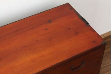 アンティーク家具　アンティーク　前欅アイアンスタンド付き3杯ローチェスト(鉄脚、引き出し、箪笥)