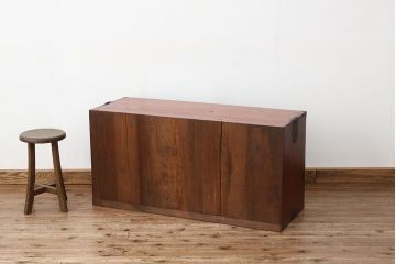 アンティーク家具　アンティーク　前欅アイアンスタンド付き3杯ローチェスト(鉄脚、引き出し、箪笥)