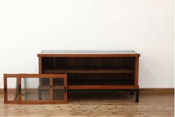 アンティーク家具　アンティーク　モールガラス入りアイアンスタンドローボード