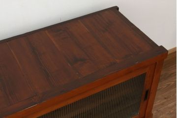 アンティーク家具　アンティーク　モールガラス入りアイアンスタンドローボード