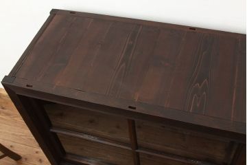 アンティーク家具　アンティーク　引き出し付き二段重ね収納棚(ガラスケース・ショーケース・食器棚)