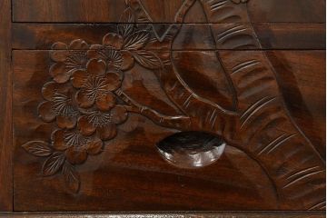 中古　伝統工芸軽井沢彫り　希少高級ドレッサー(イス付き一面鏡)