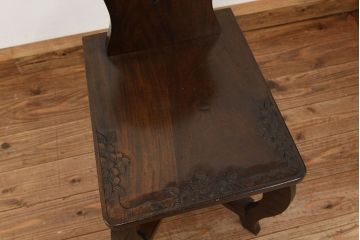 中古　伝統工芸軽井沢彫り　希少高級ドレッサー(イス付き一面鏡)