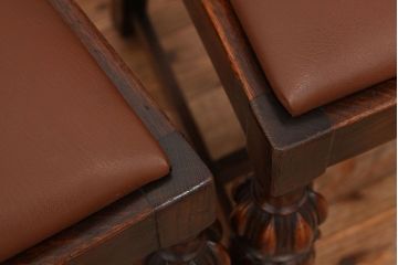 アンティーク家具　イギリスアンティーク　オーク無垢材上質なダイニングチェア2脚セット?(椅子・イス)