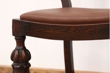 アンティーク家具　イギリスアンティーク　オーク無垢材上質なダイニングチェア2脚セット?(椅子・イス)