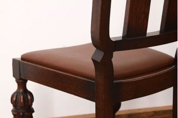 アンティーク家具　イギリスアンティーク　オーク無垢材上質なダイニングチェア2脚セット?(椅子・イス)