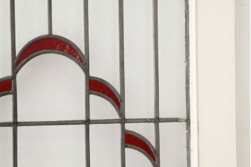 イギリスアンティーク　ジャンク品ステンドグラスドア1枚(割れ有り)