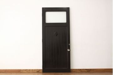 昭和レトロ　大振りなペイントダイヤガラスドア1枚(扉・加工跡有)
