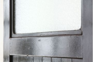 昭和レトロ　大振りなペイントダイヤガラスドア1枚(扉・加工跡有)