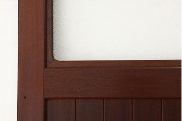 昭和レトロ　大振りなペイントダイヤガラスドア1枚(扉・加工跡有)