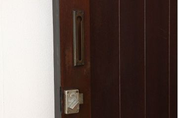 昭和レトロ　大振りなペイントダイヤガラスドア1枚(扉・加工跡有)
