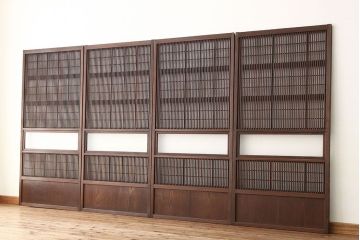 アンティーク　裏障子付格子戸4枚セット(建具・引き戸)